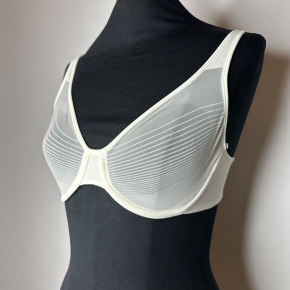 Vintage Warners Pure Electricity Bra 34C White Sheer Underwire Bra Unlined Sexy - Picture 2 of 10